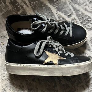 Golden Goose Black Sneakers with Metallic Gold Star